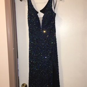 Floor length beaded formal dress